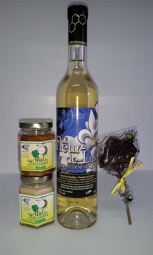 Miel crémeux, miel de trèfle, suçon abeille et hydromel Fleur-de-Lysé